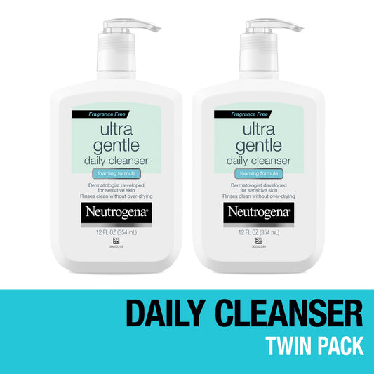 (2 Pack)  Ultra Gentle Foaming Facial Cleanser, Daily Face Wash, 12 Fl. Oz