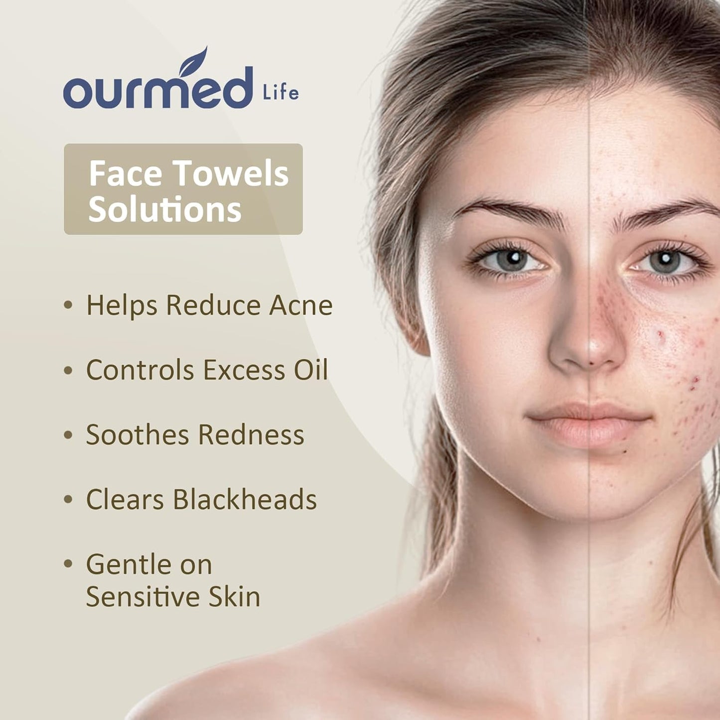 Face Towels, Disposable Biodegradable Facial Towels for Sensitive Skin, Lint- Free Face Wipes for Washing Face, Skincare and Makeup Remover, Dry Wipes, 10"×12" Extra Large, 50 Count