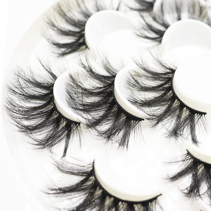 False Eyelashes 25Mm Lashes Wispy Long 8D Mink Lashes Dramatic Volume Fluffy Eye Lashes Pack for Women 7Pairs Soft Reusable Fake Eyelashes