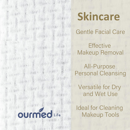 Face Towels, Disposable Biodegradable Facial Towels for Sensitive Skin, Lint- Free Face Wipes for Washing Face, Skincare and Makeup Remover, Dry Wipes, 10"×12" Extra Large, 50 Count