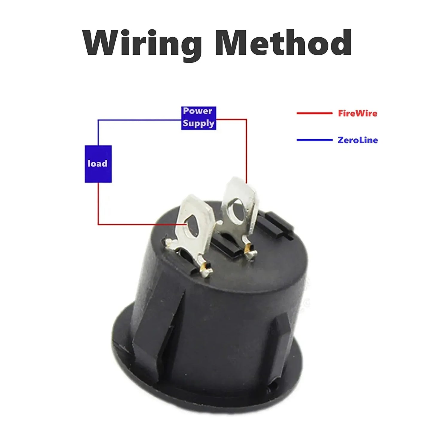 10Pcs SPST Snap-In On-Off 2 Pin round Snap Rocker Boat Switch Black AC 250V 6A 125V 10A for Household Appliances Replacement