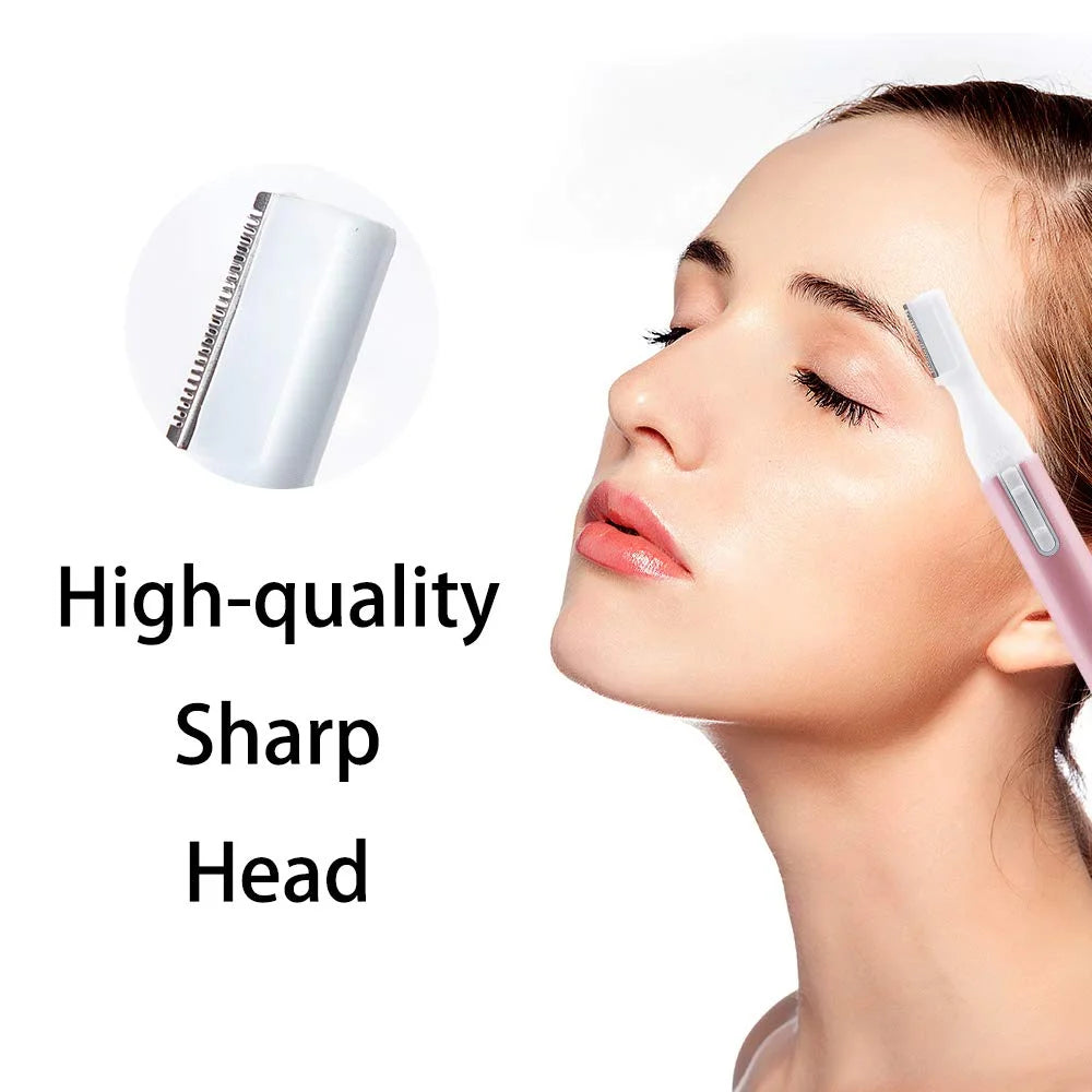 Electric Eyebrow Trimmer Women Face Razors Mini Shaver Battery Operated Small Facial Hair Remover with Comb Personal Epilator for Face Neck Fuzz Lips Body Arms Leg