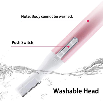 Electric Eyebrow Trimmer Women Face Razors Mini Shaver Battery Operated Small Facial Hair Remover with Comb Personal Epilator for Face Neck Fuzz Lips Body Arms Leg